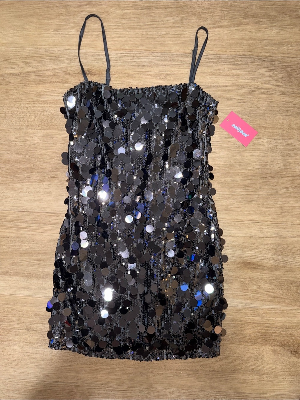 Edikted Gray  Sequin Spaghetti-Strap womens Dress